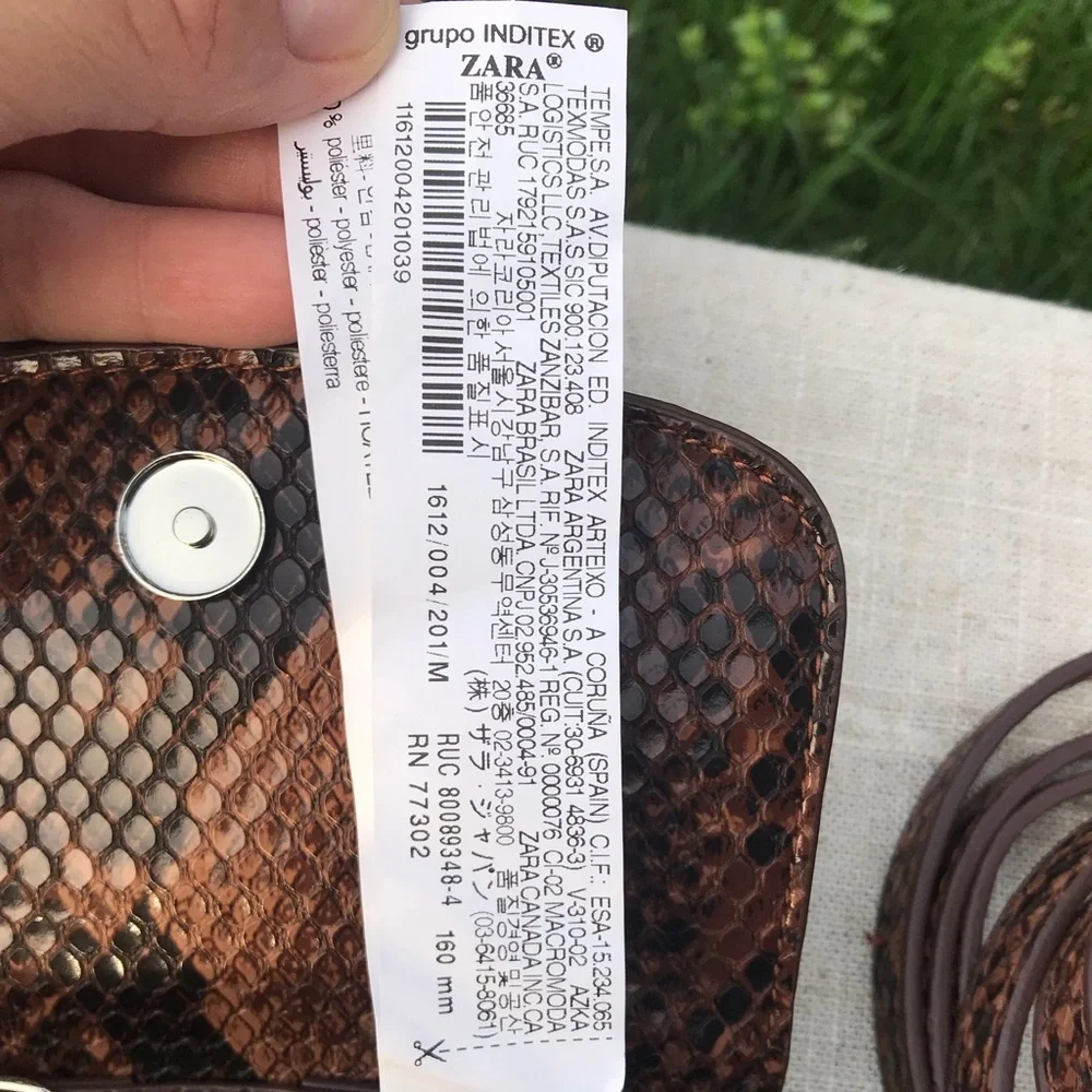 Zara Brown Snake-Print Mini Crossbody Belt Bag - Picture 6 of 8